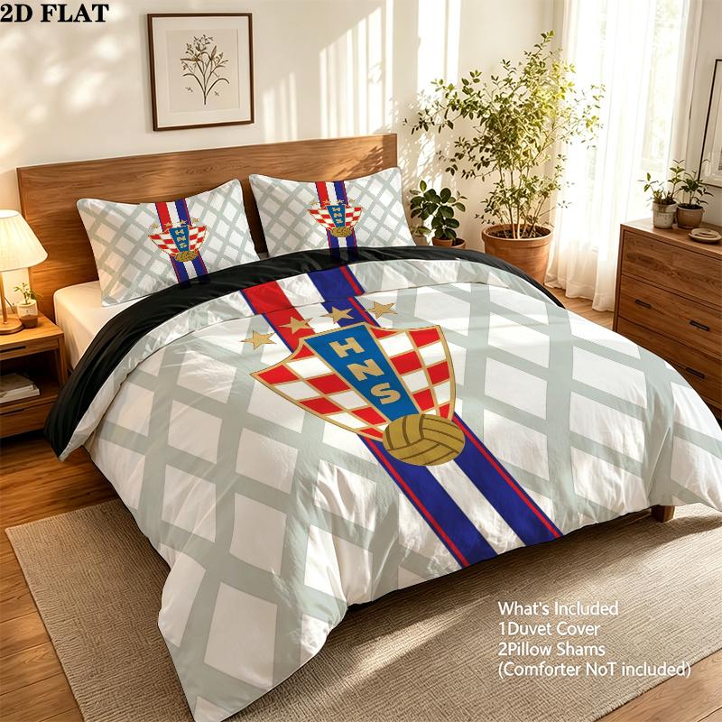 Kroatien Muster Bettwäsche Steppdecken-Set Heimdekoration Geschenk (1 Bettbezug + 2 Kissenbezüge (ohne Füllung))