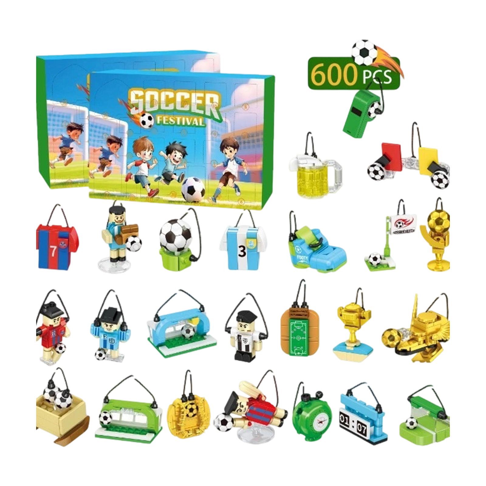 

600 Pieces Football Festival DIY Miniature Football Toys Set Including Whistles Keychains Maze Bracelets and Football Accessories for Fans One Size