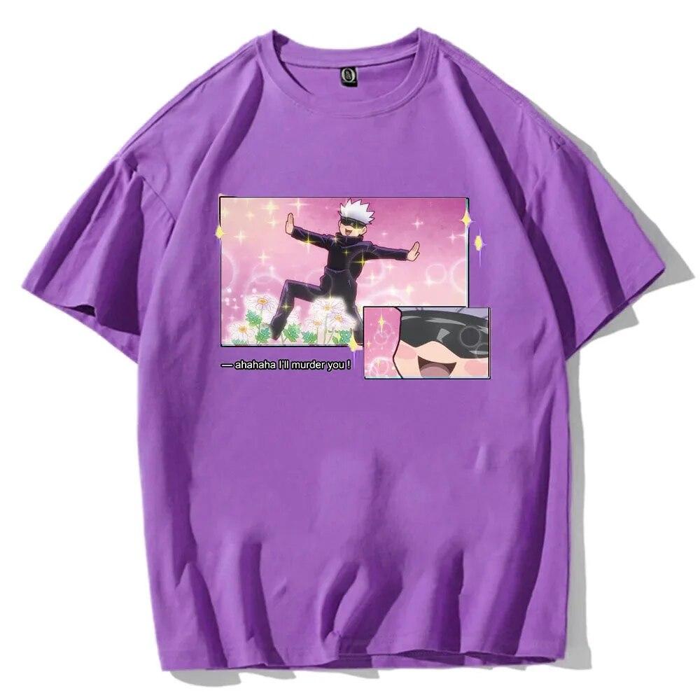 Anime Jujutsu Kaisen 100% T-Shirt Gojo Satoru Unisex Women Clothes Graphic Print Tops Big Size Tees Camiseta Summer Women T Shirt Unisex