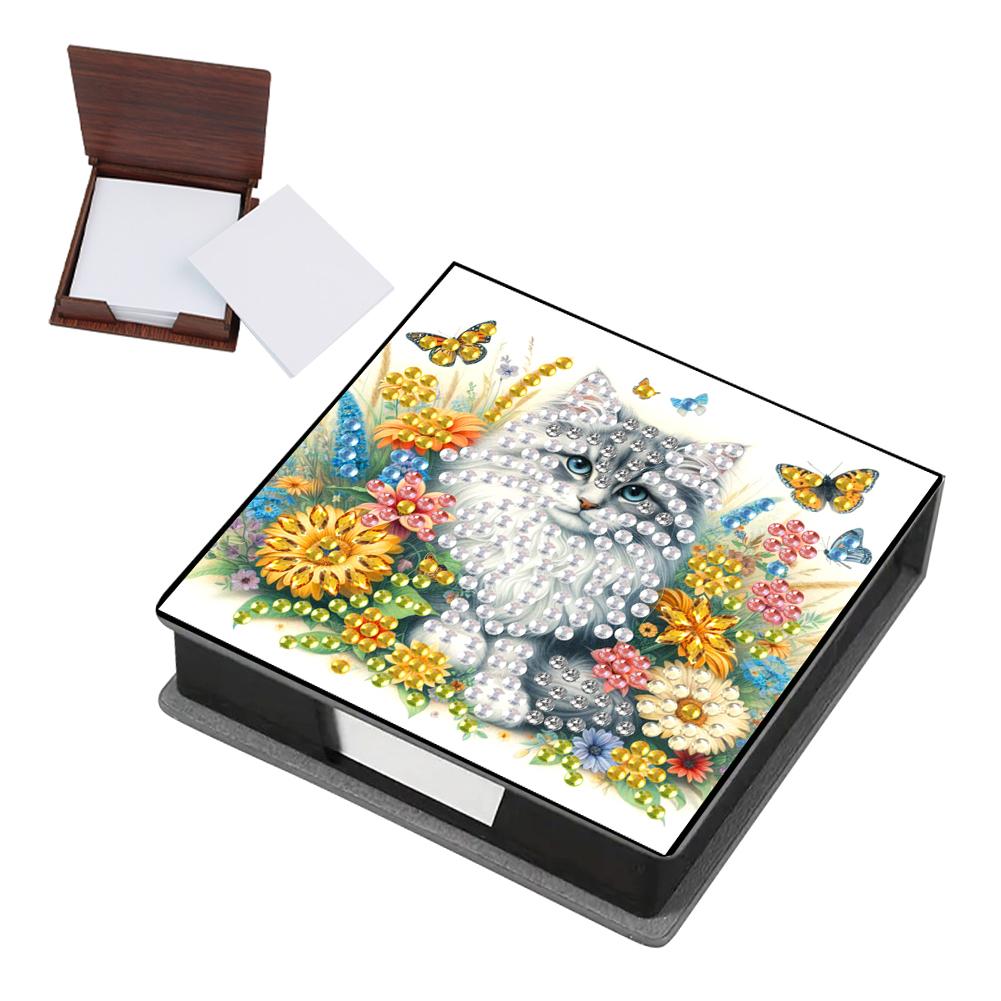 Flowers Diamond Painting Notecard Box Gem Art Sticky Note Holder Gem Painting Memo Pad Holder Mosaic Kit for Adults Beginners