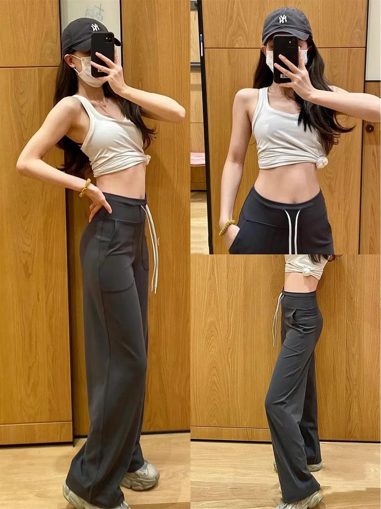 LULU ZGLY Antibakterielle High-Waist Weitbein-Yogahose - Nude-Gefühl, Elastische Fitness- & Lauf-Langhose für Damen im Herbst.