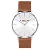 Men's Watch, White Dial, Brown Leather Strap, Stainless Steel Case 14602152