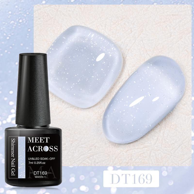 

MEET ACROSS 8 мл мерцающий гель для ногтей телесного цвета розового и синего цвета с блестками Радужный мерцающий гель-лак для ногтей замачиваемый УФ-гель-лак DT169