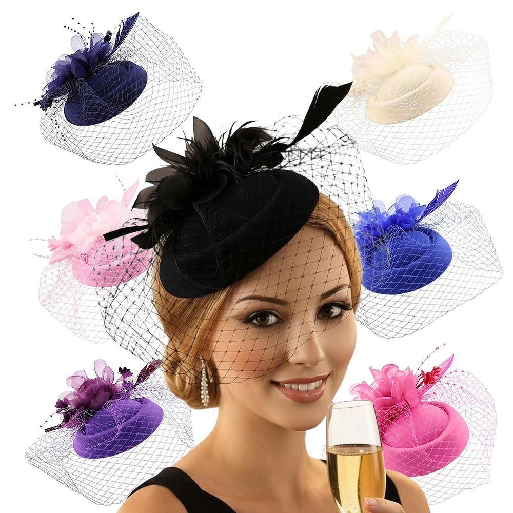 Veil Fascinator Caps Mesh Ribbons Headress Fashion Fascinator  Wedding