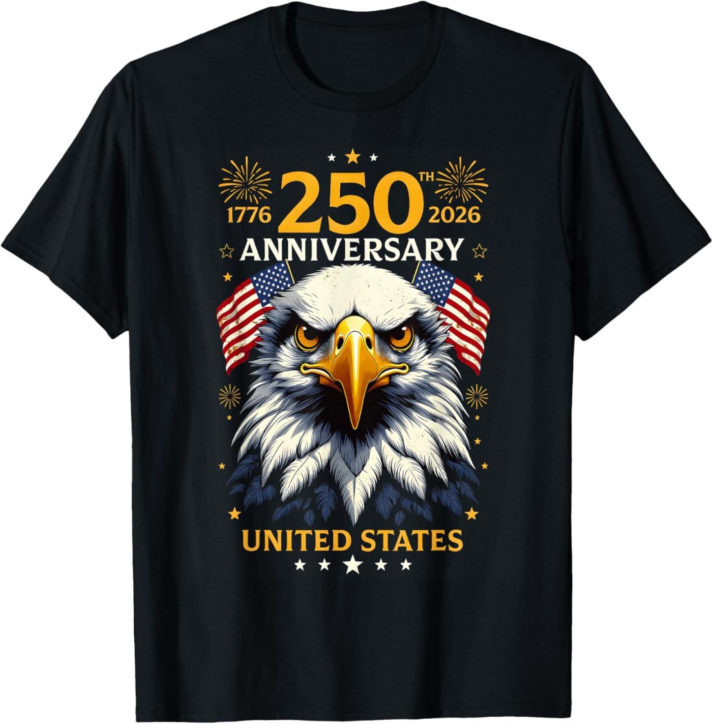 250 Years American Anniversary 1776-2026 4th of July T-Shirt S