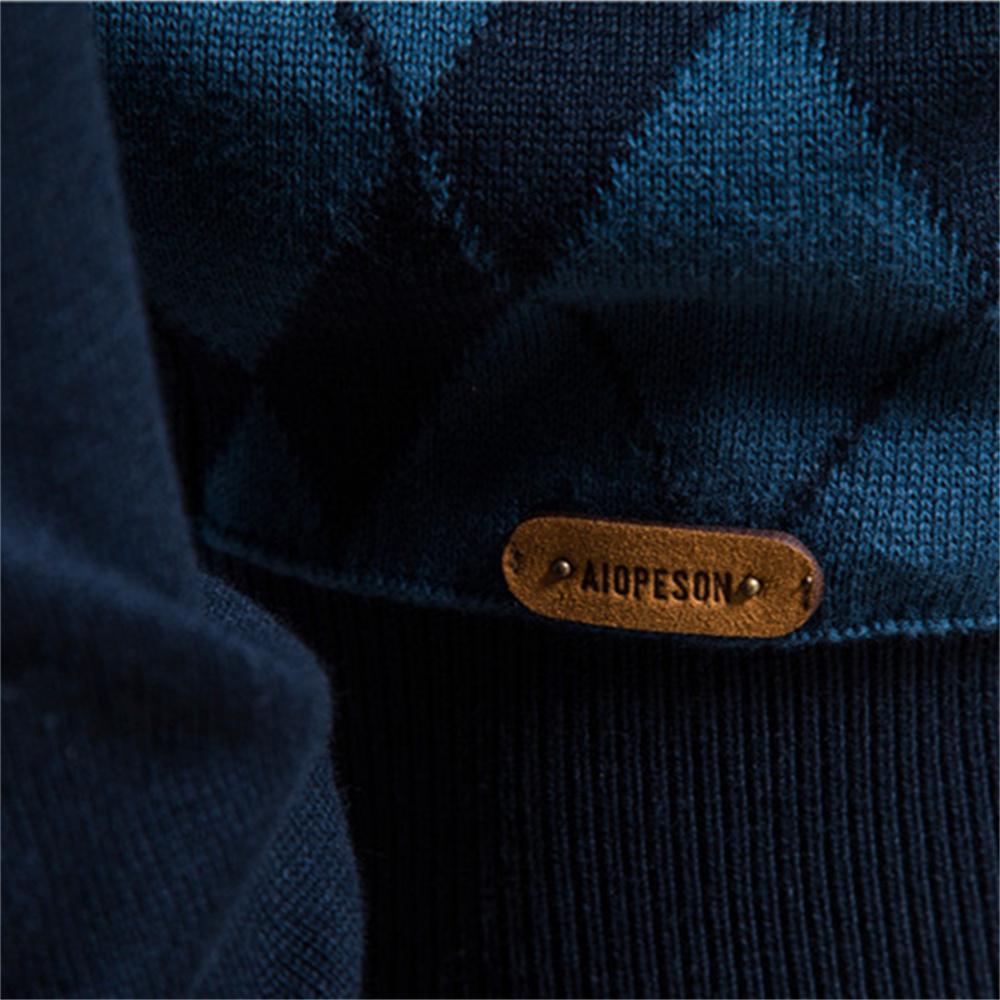 Men Sweaters Mock Neck Zipper Patchwork Pullover Men Winter High Quality Fashion Warm Sweaters for Men