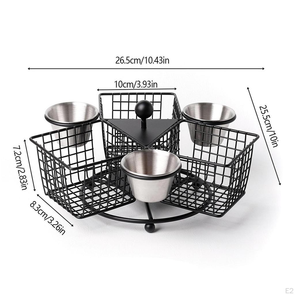 Rotating Fry Basket Divided Compartments for Chips, Chicken, Skewers Easy to Wire
