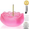 Generic Pink Lapis Lazuli Lotus Glass Incense Burner Set 9 Hole Gold Holder 45g Reusable Ash Cleaning Tools