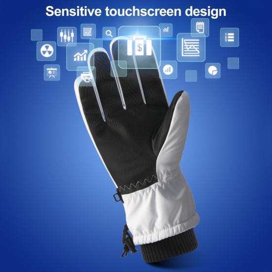 1 Pair Outdoor Skiing Gloves Men Women Non-slip Waterproof Windproof Touchscreen Fleece-Lined Thermal Gloves Winter Warm Thick Cycling Gloves
