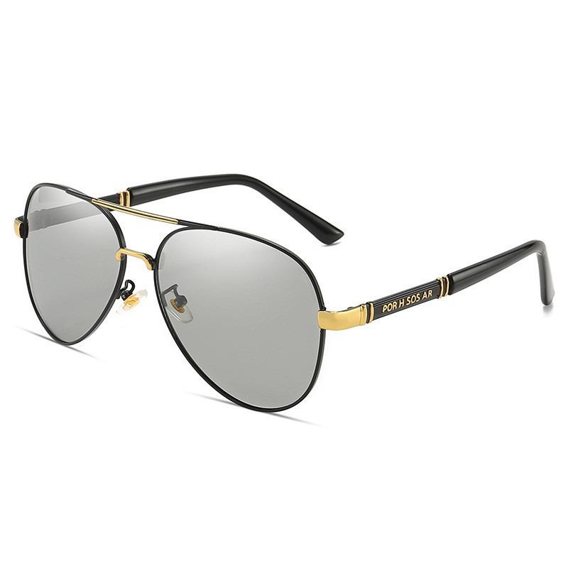 Pochromic Polarized Sunglasses UV400 Pilot Style Shades Color-changing Lens for Men Anti-glare Driving Eyeglasses for Day And