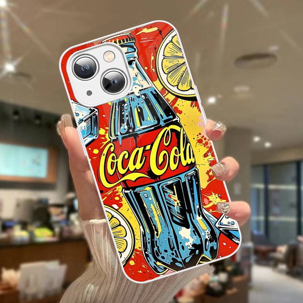 Hot C-Coca Drinks C-Cola Tempered Glass For Iphone 14 13 12 11 Pro Mini XS MAX 14Plus X XS XR Fundas