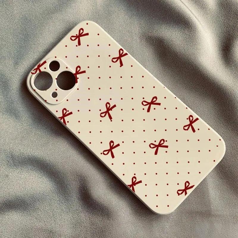 

Ins Корейский Милый Чехол для Телефона с Бантом и Горошек Для iPhone 17 16 15 14 13 12 11 Pro Max Mini X XS 7 Plus 17E Ударопрочный Силиконовый Чехол iPhone 12 Pro