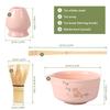 4 Pcs Matcha Kit Ceramics Matcha Tea Set with Bowl Bamboo Tea Scoop Whisk and Holder Unique Tea Set for Home Kitchen Teas Lovers