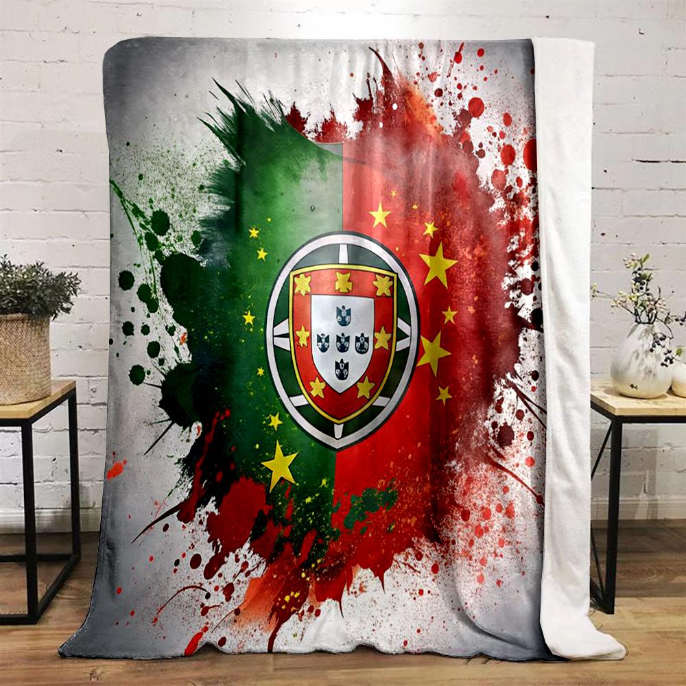 Portugal Flag Splash Designed Flannel blanket for bedroom, living room, sofa, and nap