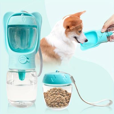 Portable Dog Water Bottle with Food Container, Outdoor Pet Water Dispenser for Hiking, Walking, Travel, Puppy Essentials