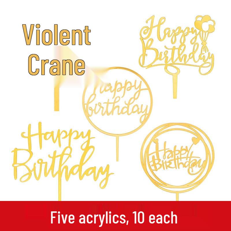 50-Pack Acrylic 'Happy Birthday' Cake Toppers - Popular Party Decorations with Free Shipping