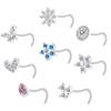 Steel Male Butterfly Zircon Flower L Shape Nose Ring Septum Nose Ring Body Jewelry Nose Stud