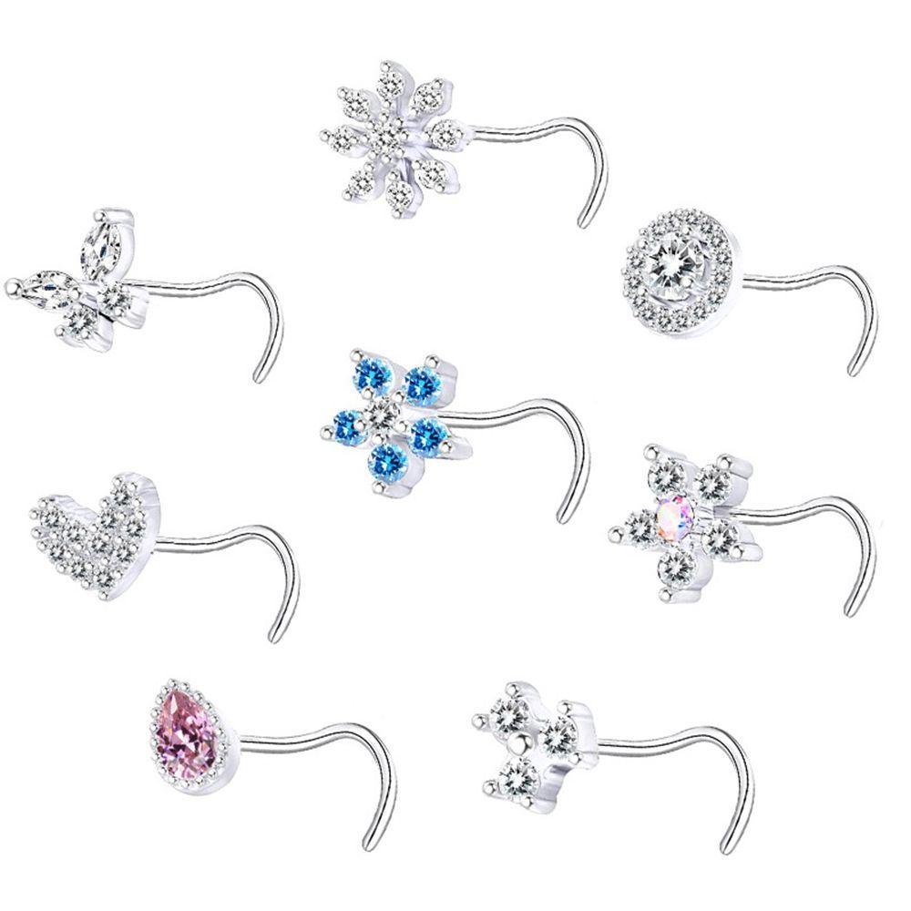 Steel Male Butterfly Zircon Flower L Shape Nose Ring Septum Nose Ring Body Jewelry Nose Stud