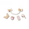 Pearl Bow Shape Five-Piece Set Zinc Alloy Acrylic Shoe Accessories Women Accessories Gold White 10014557