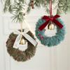 Plush Christmas Atmosphere Wreath Pendant Ribbon Bow Bell Christmas Decoration Hanging Window Decoration Accessories