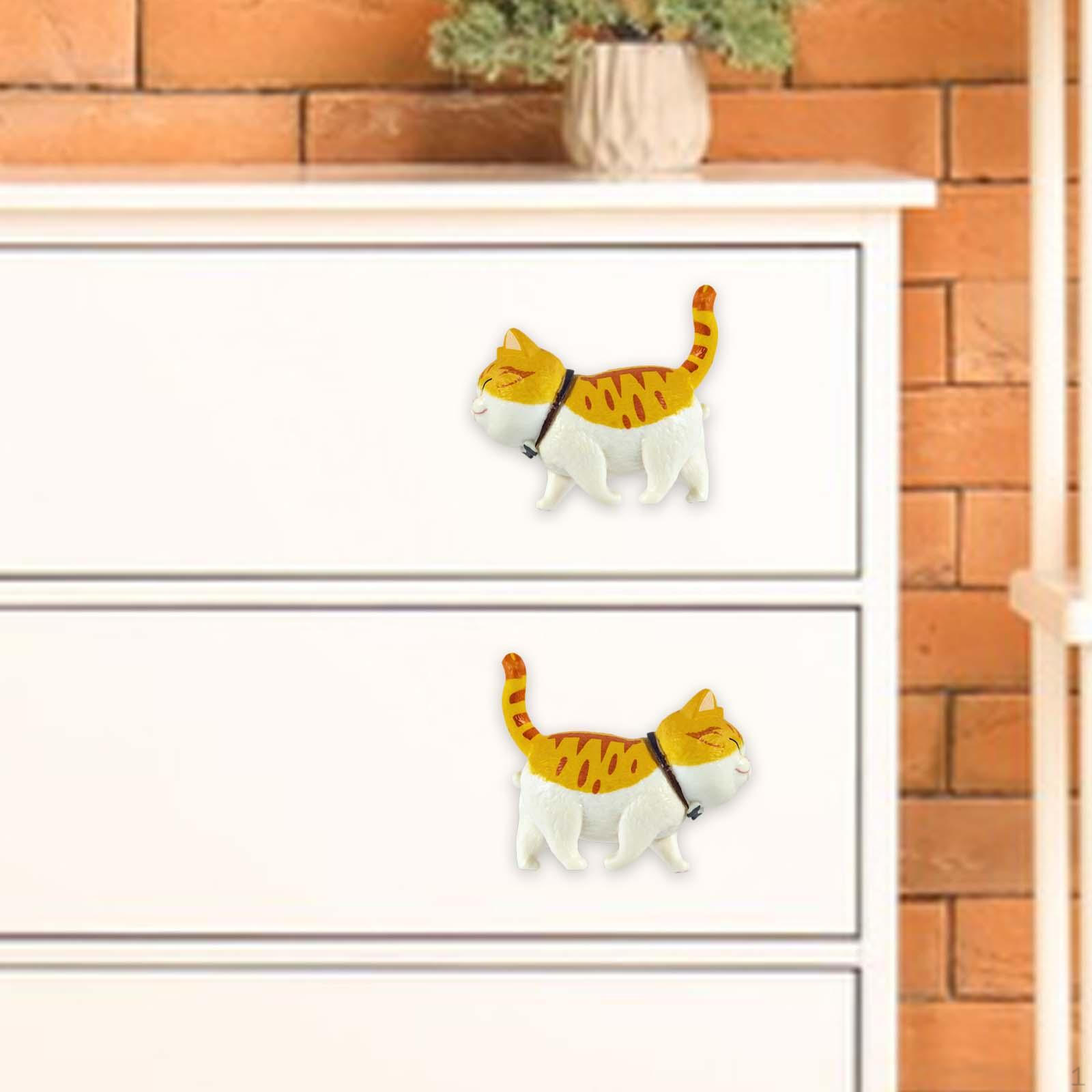 

2 шт. Фигурка кошки ручки шкафа дверные декоративные ручки для спальни жёлтый