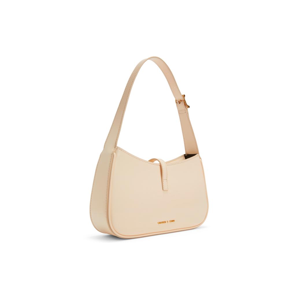 New CHARLES&KEITH PU Shoulder Bag Handbag Shoulder Bag Medium Size Women's Beige Beige CK2-20151158-1