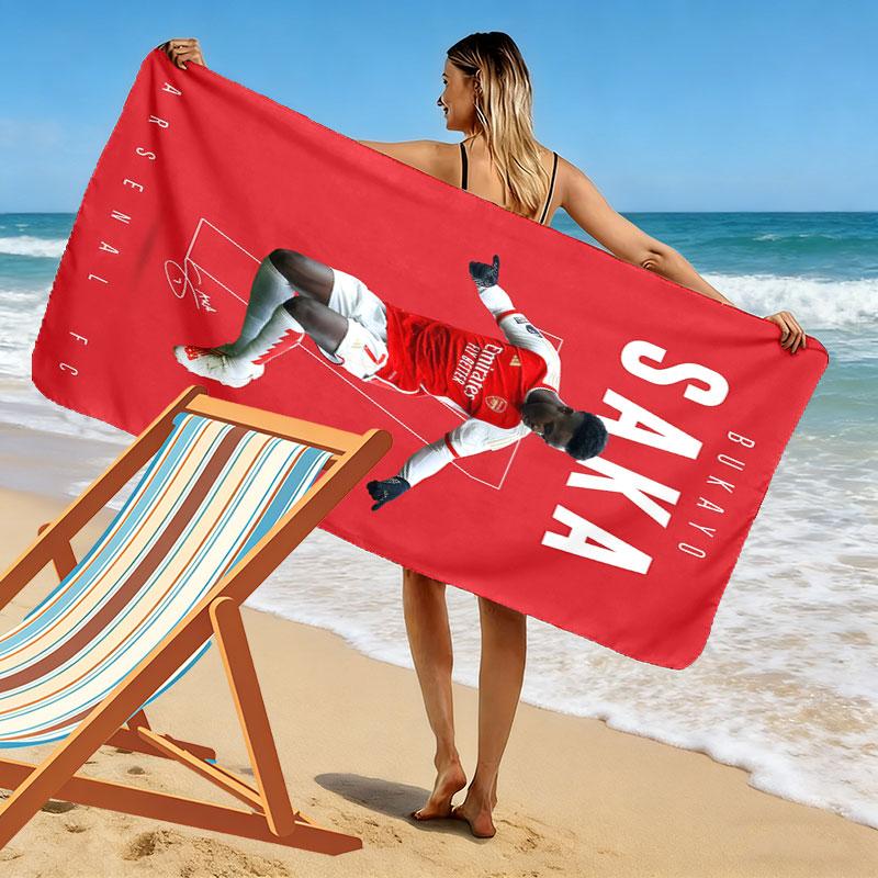 Bukayo Saka Fire Beach Towel, Large Soft Quick Dry Towel for Beach Camping Swimming