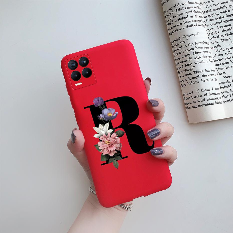 For Realme 8 Pro Case Silicon Soft Letter Monogram Flowers Phone back cover For Oppo Realme8 4G RMX3085 Realme 8 Pro Bumper Case