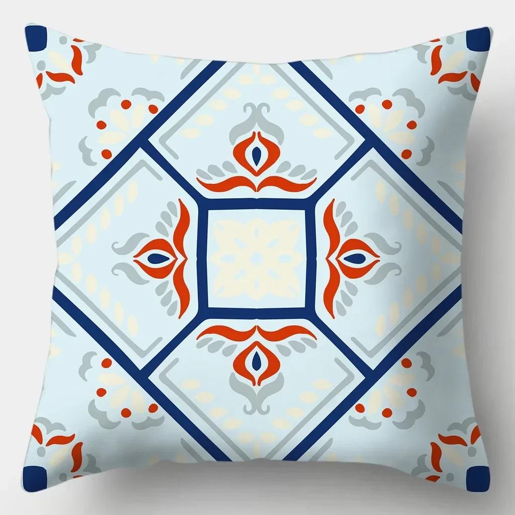Fashion Retro Art Boho Style Pattern Printed Soft Square Pillowslip Polyester Cushion Cover Pillowcase Living Room Home Decor
