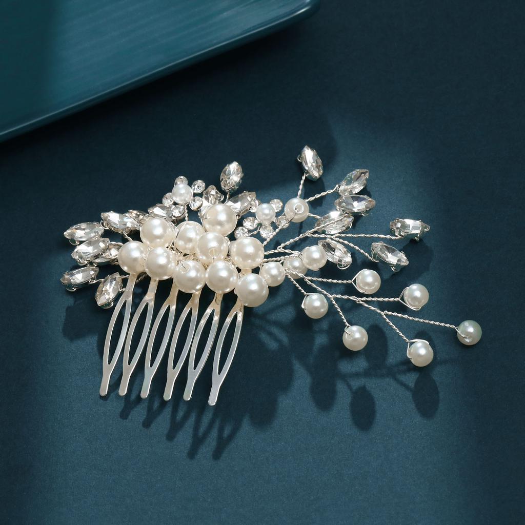 Fashion Hair Accessories, Temperament Flowers Leaves Pearl Rhinestones Combs Wedding Hair Combs Headwear