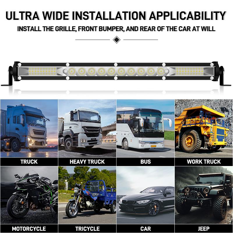 Car Slim 10inch Led Light Bar Spot Flood Combo Beam Led Bar For SUV 4X4 Off Road LED Work Lamp 12V 24V Auto Driving Light