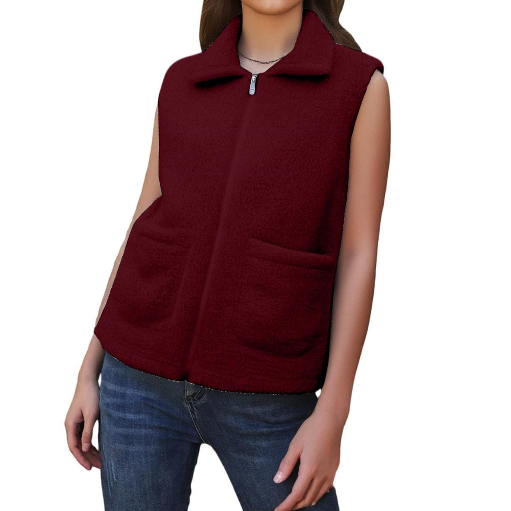 Fashionable Ladies  Winter Temperament Lambswool Thickened Velvet Warm Vest