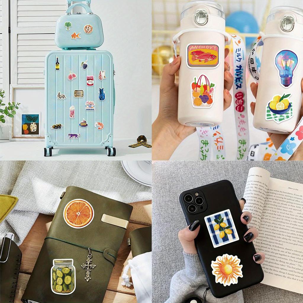Mediterranean Vintage Stickers - Water Bottle,Laptop,Scrapbook-Christmas,Valentine’s Day,Back To School Gifts-Food Illustrations
