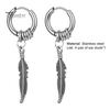 Clip Earrings 1 Pair Feather Shape Drop Small Ear Clips Vintage Piercing Round Jewelry Accessory Dangle