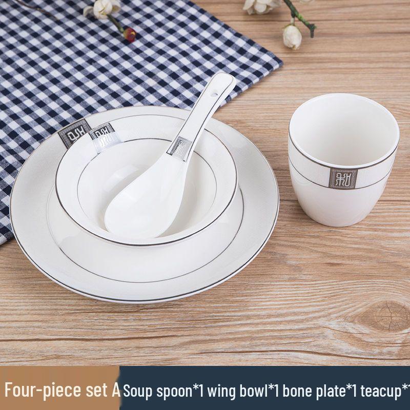 Luxury Ceramic Dinnerware Set: Plates, Bowls, Spoons & Cups for Restaurants & Clubs