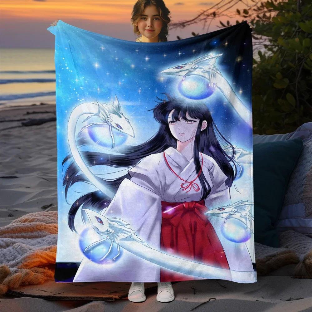 Inuyasha Cartoon Printing Blanket Large Sofa Soft Warm Flannel Throw Blanket Camping,Outdoors,Picnic,Travel,Airplane Blanket.
