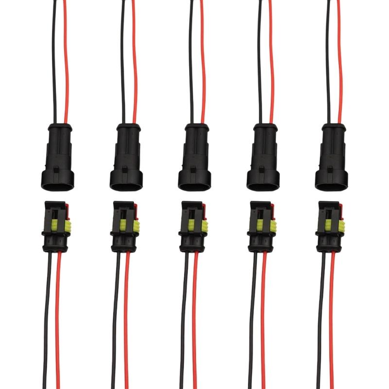 5Pcs Automotive Connector Male Female Electrical Connector Plugs with Wire for Car Truck Boats Other Wire Connection