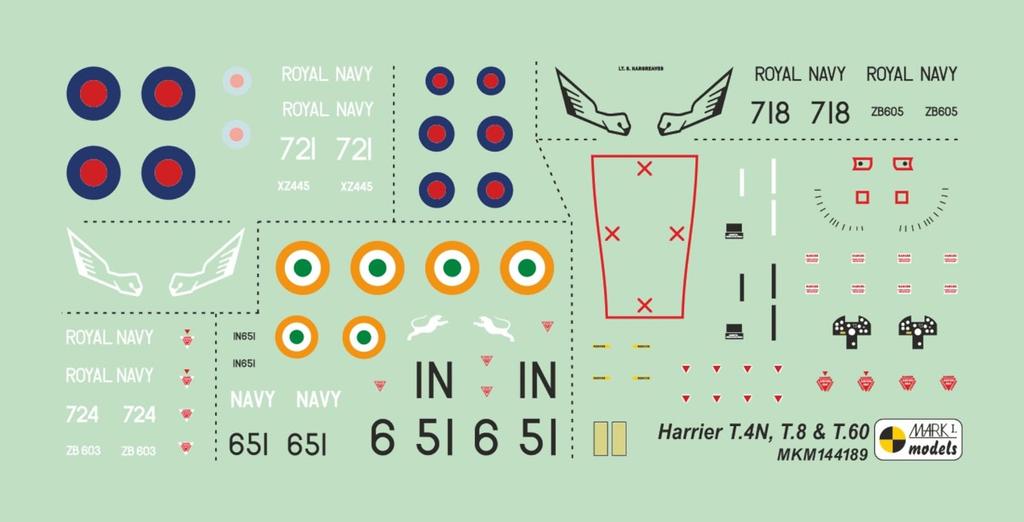 Mark I Harrier Plastikmodellbausatz MKM144189 1/144 T.4A/T.4N/T.8/T.60 (Flugzeug)