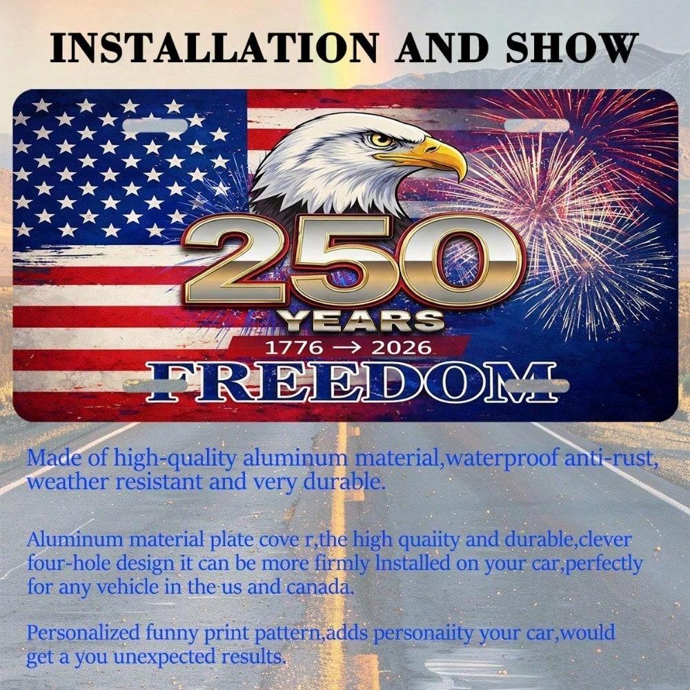 1776-2026 USA Patriotic License Plate 5.9x11.8in, 250th Anniversary Aluminum Auto Tag, Rustproof Front Mount Gift for Car Truck SUV