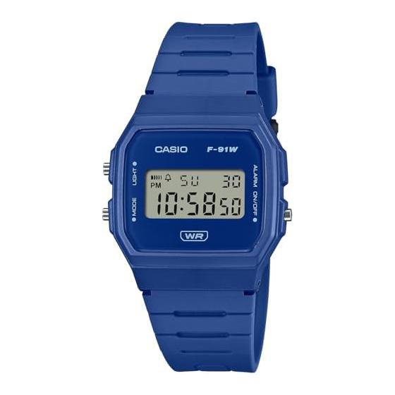 [Casio] CASIO Цифровые Унисекс Часы Дешевые Casio F-91WB-2A1 Простая Упаковка Без Подарочной Коробки Ремешок из Биопластика Синий [Параллельный Импорт]