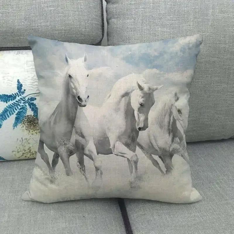 Horse Print Cushion Covers Home Decoration Animal Pillow Cases  Sofa Seat Chair Throw Pillows Linen Pillowslip Car Accessories