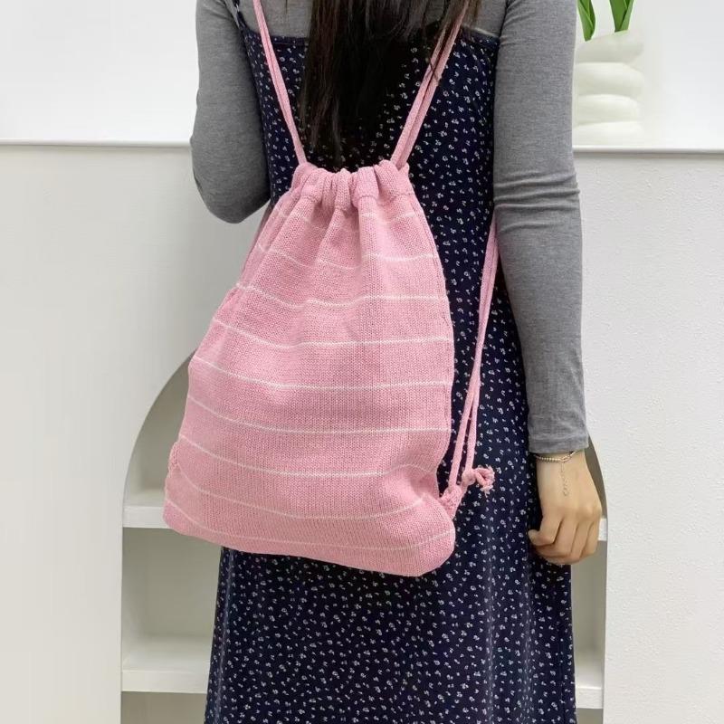 

New wind travel backpack large capacity drawstring bag storage small cloth bag small fresh girl backpack women s bag one size fits all розовый