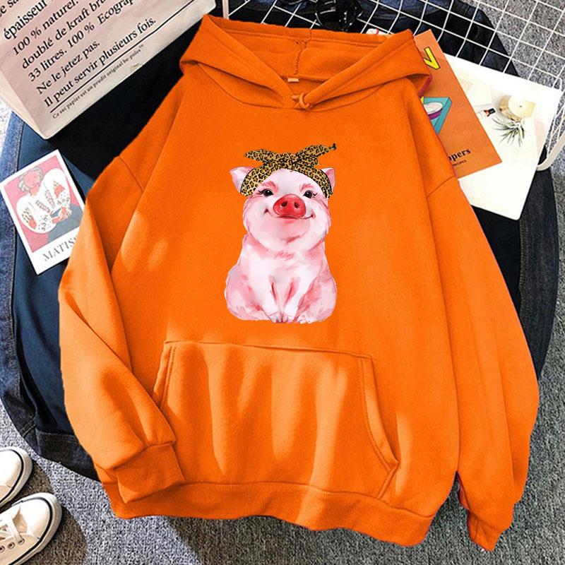 Mode Unisex Hoodies Schwein Gedruckt Kapuze Sitzshirts Streetwear Casual Pullover Tops (Versand in 48 Stunden)