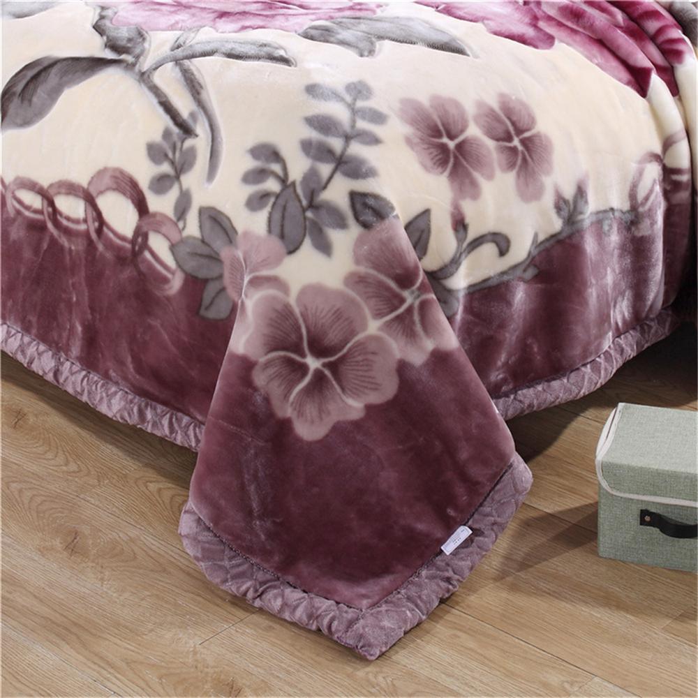 Fleece Blanket Plush Blanket King Size Heavy Mink Blanket Silky Soft and Warm 2 Ply AB Printed Raschel Bed Blanket Rose/Peony