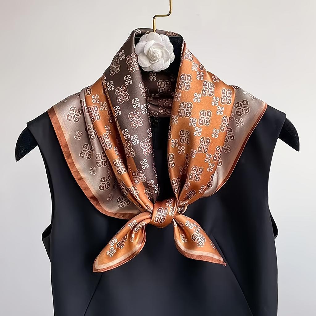 27.56" Paisley Print Small Square Scarf Simulated Silk Thin Neck Scarf Mature Style Sunscreen Headscarf For Women
