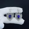 Natural Lapis Lazuli Gemstone Hoop Earrings, 925 Sterling Silver Earring, Handmade Boho Silver Jewelry Dangle Earrings, Wadding Gift