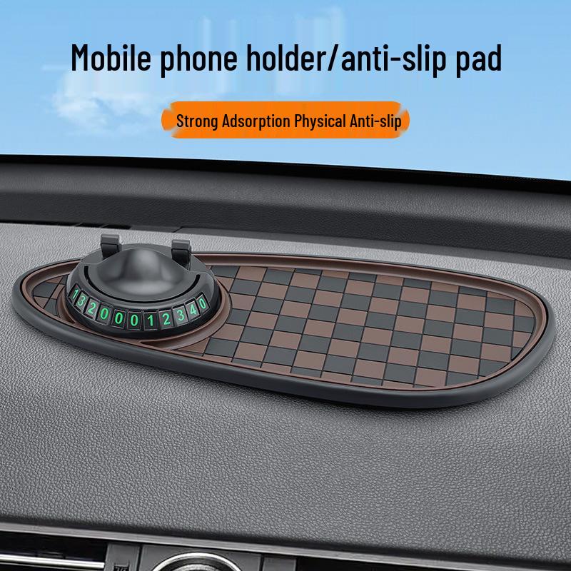 Multi-function Anti-Slip Car Mat with Phone Holder & Parking Number Plate
