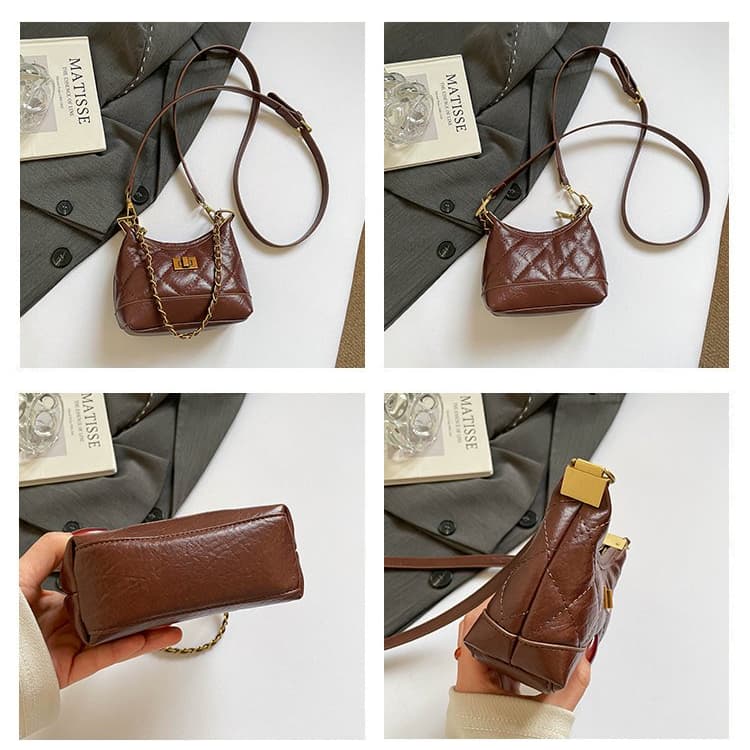 Vintage Rhombus Underarm Bag Daily Commuter Small Satchel
