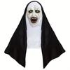 Horror The Nun Mask Cosplay Scary Bloody Demon Ghost Face Latex Masks With Headscarf Halloween Party Costume Props Deluxe