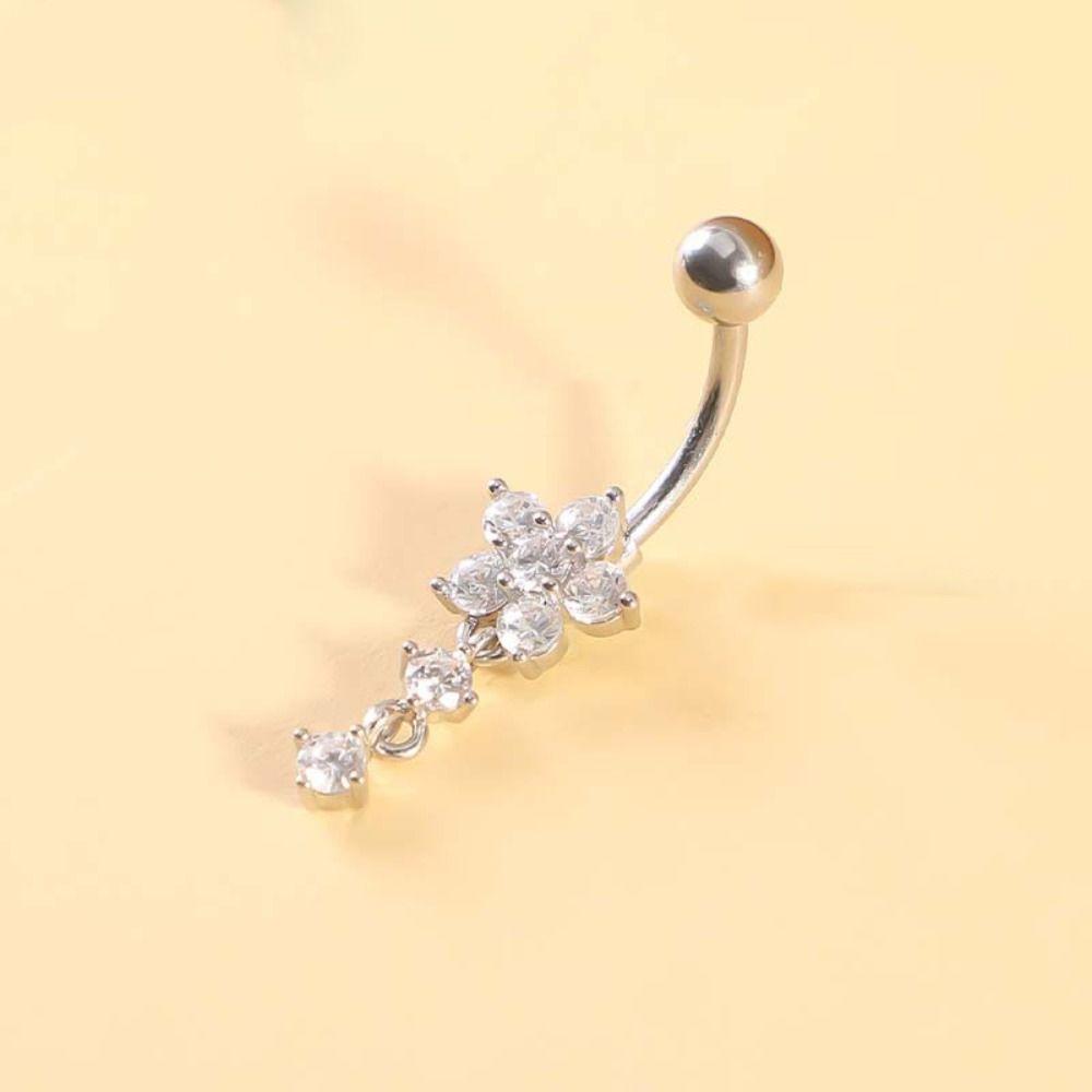 Rhinestone Flower Pendants Belly Button Ring Colorful Body Piercing Jewelry  Girls